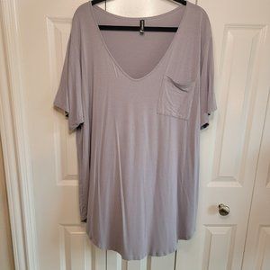 Deep V Neck Pocket Tee Tunic